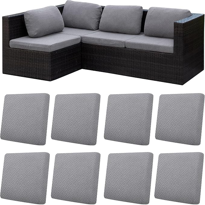 8Pcs Patio Cushion Covers, Outdoor Stretch Cushion Covers, Washable | Stretch by Unknown