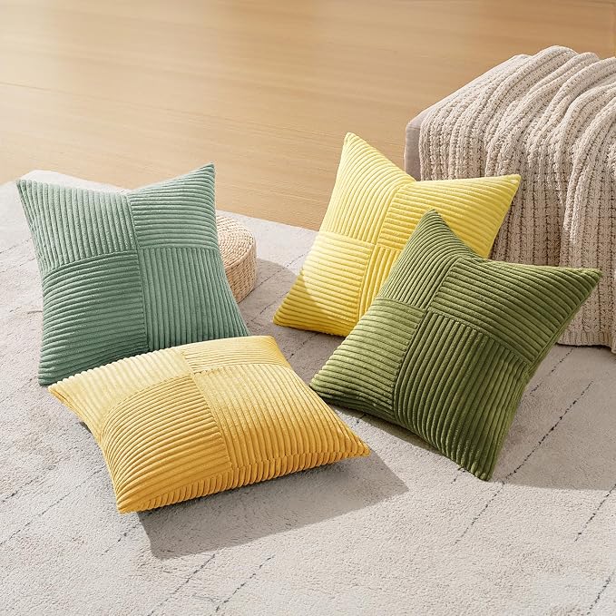 MIULEE Boho Farmhouse Spring Decorative Throw Pillow Covers 18x18 Inch 4 Packs - Image 3