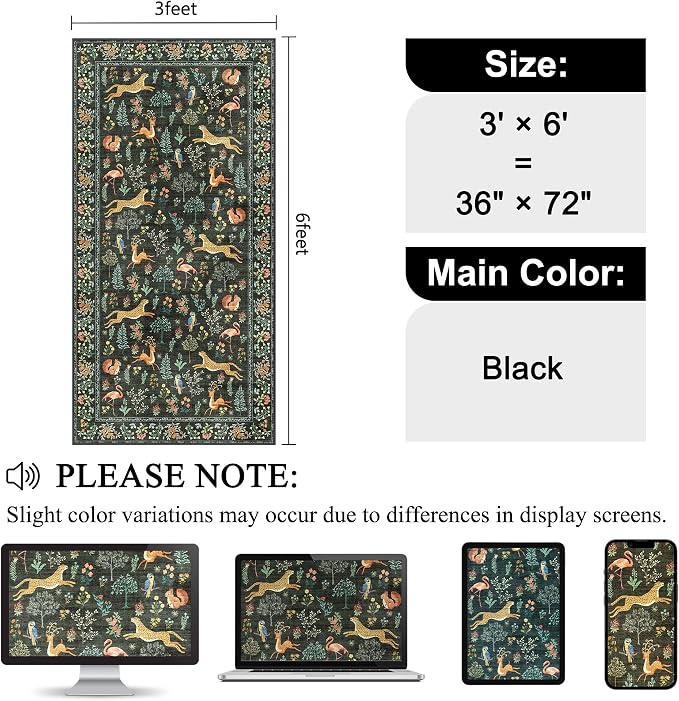 DUKINO 3x6 Kitchen Runner Rug, Washable Animal Rug - Image 2