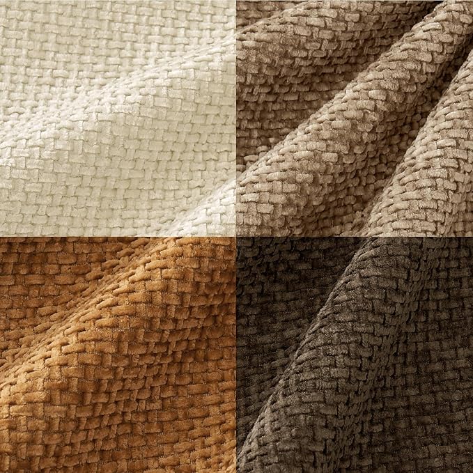 MIULEE Decorative Chenille Fall Euro Pillow Covers Brown 22x22 Pack of 4 | - Image 6