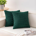 Pack of 2 Corduroy Decorative Throw Pillow Covers 24x24 Inch, Dark Green | Fall by Unknown