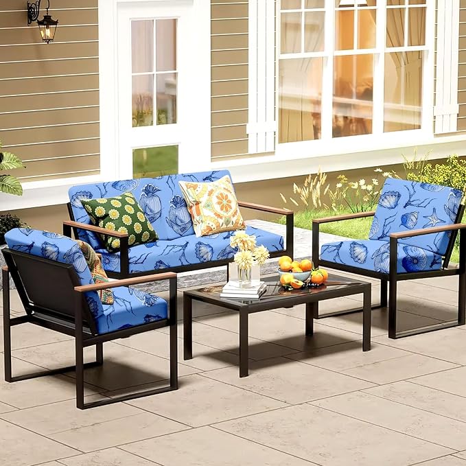 8Pcs Patio Cushion Covers, Outdoor Stretch Cushion Covers, Washable | Stretch - Image 6