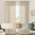 Natural Linen Sheer Curtains for Living Room 2 Panels 52 x 108 Inch | Semi Sheer by LAMIT
