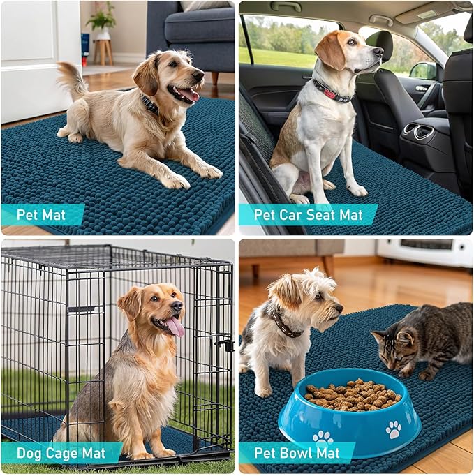 OLANLY Dog Door Mat for Muddy Paws 48x30, Super Absorbent Chenille Mud Mat | - Image 7