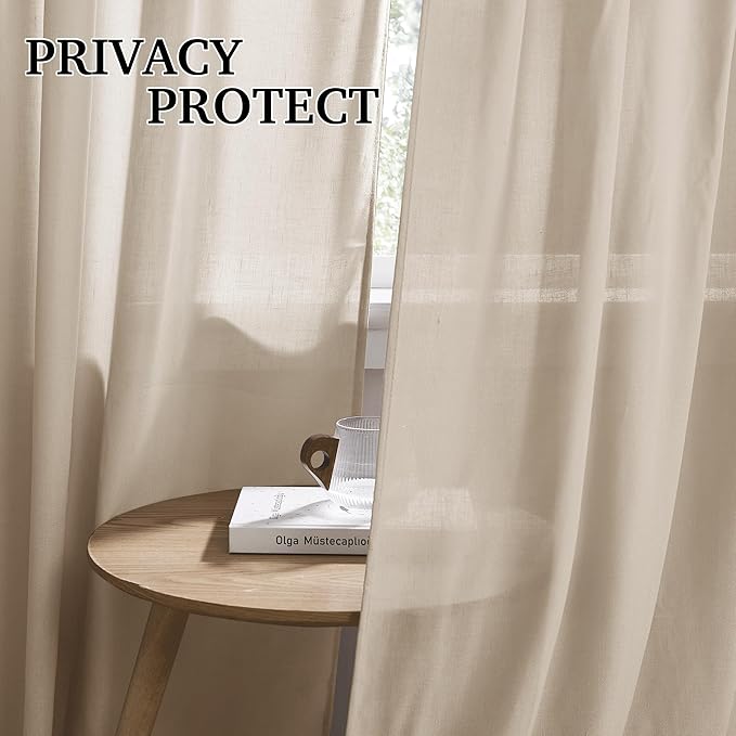 RYB HOME Sheer Curtains 108 inches, Extra Long Floor to Ceiling Curtains | - Image 3