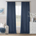 Navy Blue Blackout Linen Curtains 108 Inches Long by Twodrapes