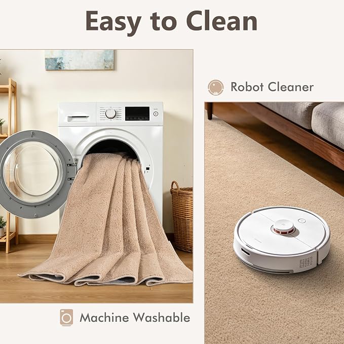 3x5 Beige Solid Area Rug Washable Non-Slip Soft Thin - Image 7