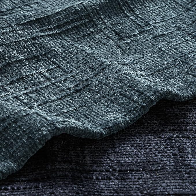 MIULEE Chenille Textured Throw Pillow Covers Blue 20x20 Set of 2 | Slubby - Image 2