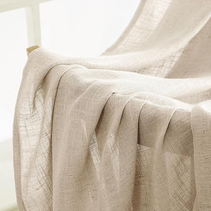 MIULEE Light Taupe Linen Curtains 52x72 Inch Length - Image 6