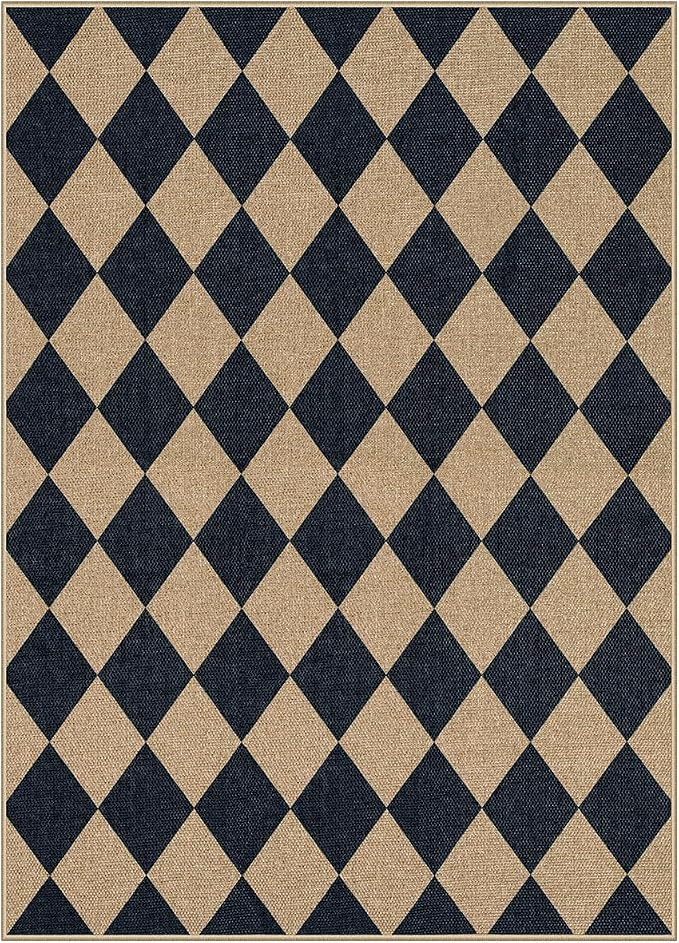 Lahome Checkered Easy Jute 5x7 Area Rugs, Washable Outdoor Patio Rug - Image 9