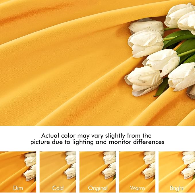 MIULEE Yellow Back Tab Blackout Curtains 52x96 Inch Long 2 Panels Set | Rod - Image 8