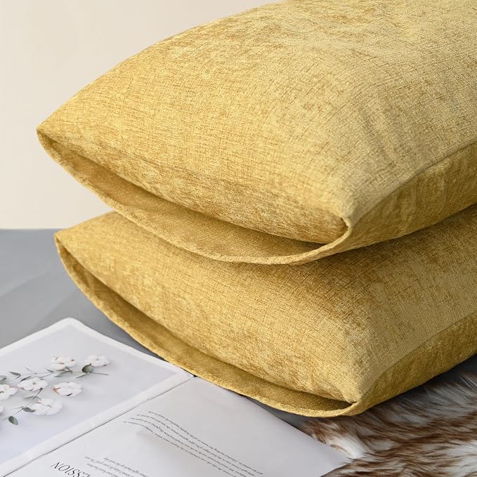 CaliTime Decorative Standard Throw Pillow Covers 26 X 20 Inches Gold | Pack of 2 - Image 3