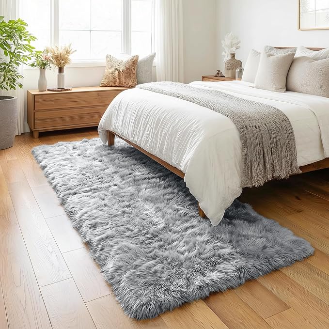Grey Runner Rugs for Hallway 2x6 Ft, Long Bedside Rugs Bedroom Kids | Super - Image 4