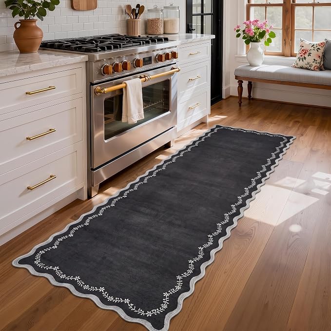 GarveeHome 2x6 Scalloped Washable Runner Rug Non Slip Hallway Kitchen Rug | by GarveeHome