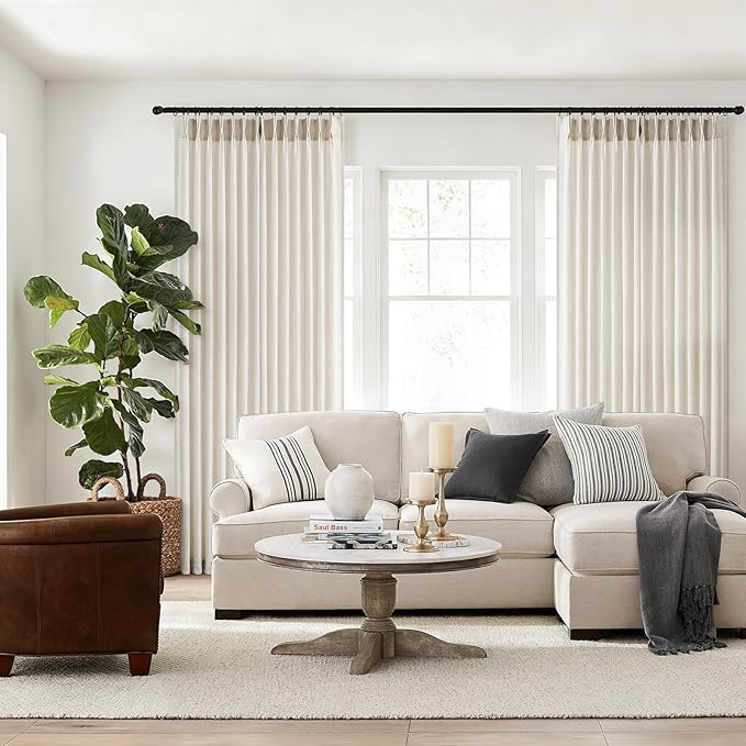 Topfinel 105 Inch Curtains 2 Panels Set, Two Packs Pinch Pleat Back Tab Linen - Image 3