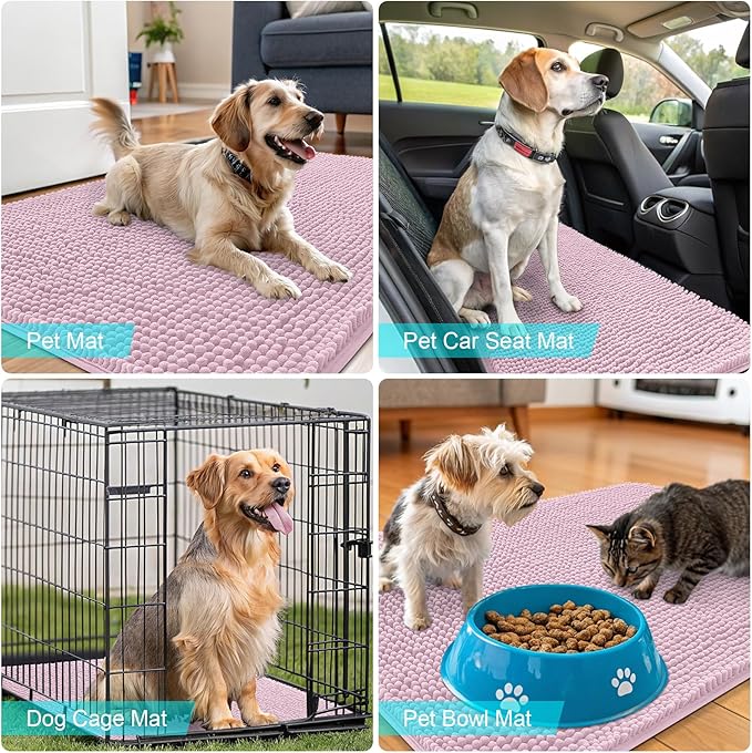 OLANLY Dog Door Mat for Muddy Paws 44x32, Super Absorbent Chenille Mud Mat | - Image 7