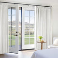 Beige White Pinch Pleated 100% Blackout Linen Curtains W60xL108 1 Panel | Black by Twodrapes