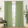 Sage Green Linen Curtains for Living Room 84 inch Length 2 Panels | Light by LAMIT