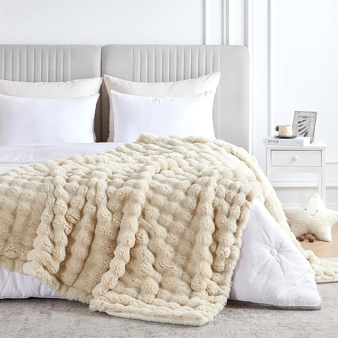60x80 Inches Ultra-Soft Fuzzy Faux Fur Plush Twin Size Blanket - Image 5