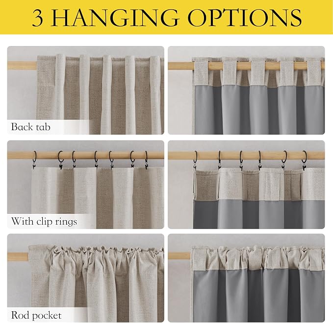 NICETOWN 100% Blackout Linen Curtains - Image 7
