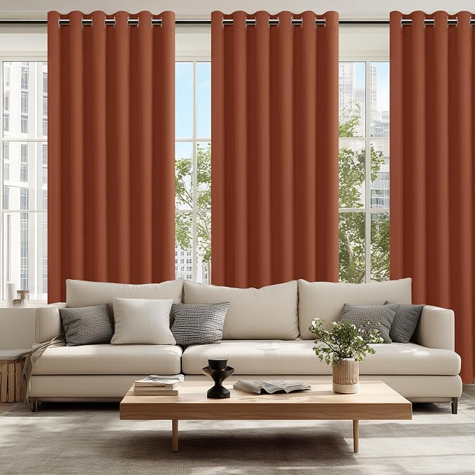 Fall Blackout Curtains for Bedroom Burnt Ochre 70 x 84 Inch 2 Panel | Thermal - Image 6