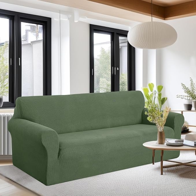 U-NICE HOME Oversized Stretch Couch Cover Slipcover, Loden Frost | 3 Cushion - Image 2