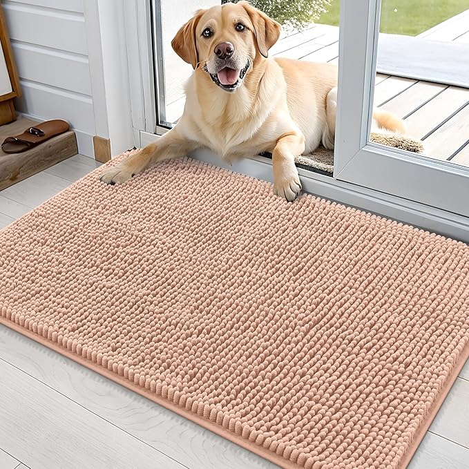 OLANLY Dog Door Mat for Muddy Paws 35x24, Super Absorbent Chenille Mud Mat | by OLANLY