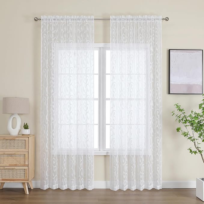 Furman Sheer White Curtains 90 inches Long - Image 2