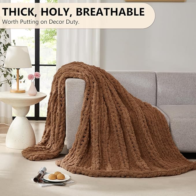 L'AGRATY Chunky Knit Throw Blanket - Image 5