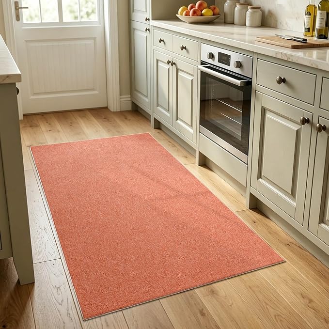 3x5 Orange/White Area Rug Washable Non-Slip Soft Thin - Image 2
