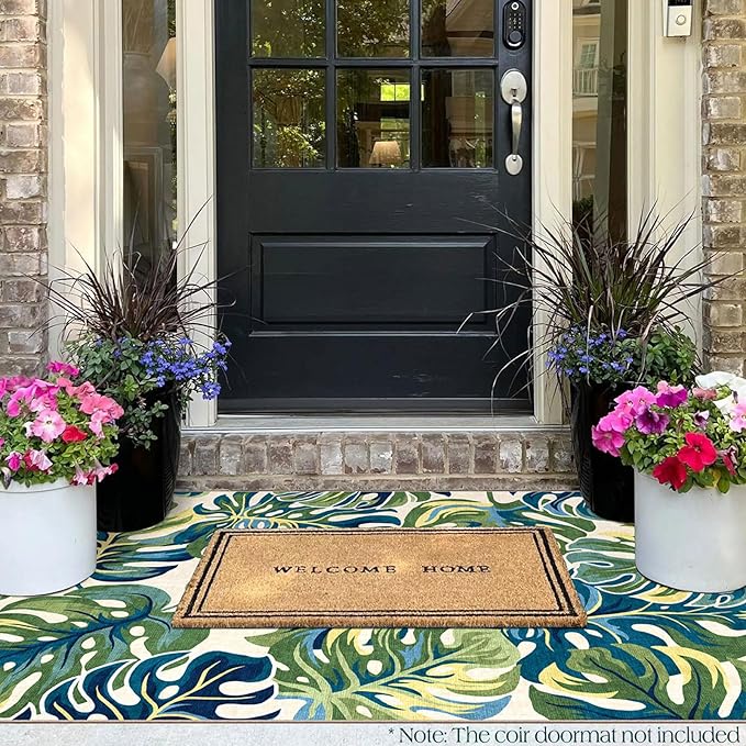 3x5 Monstera Entry Rug Washable Indoor Outdoor Mats - Image 4
