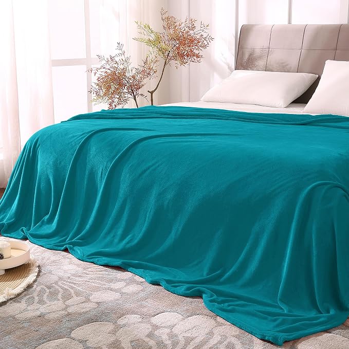 BEDELITE Fleece Blanket Soft Plush Queen Size Bed Blanket Teal Blue 90"x90" | by BEDELITE