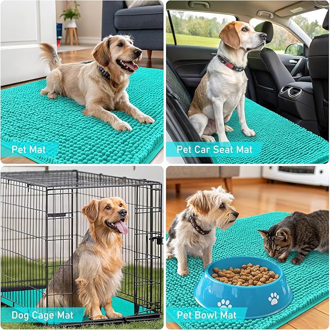 OLANLY Dog Door Mat for Muddy Paws 70x32, Super Absorbent Chenille Mud Mat | - Image 7