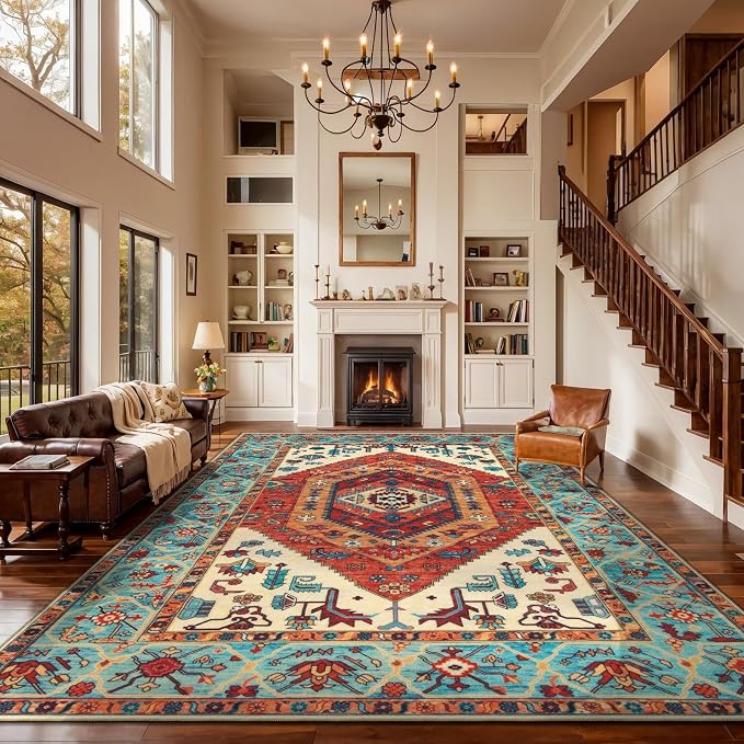 SERISSA 9x12 Washable Non Slip Boho Area Rug - Image 2