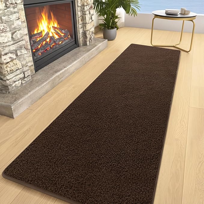 2x10 Runner Rug for Hallway, Long Runner Rugs Non Slip, Coffee | Soft Washable - Image 2