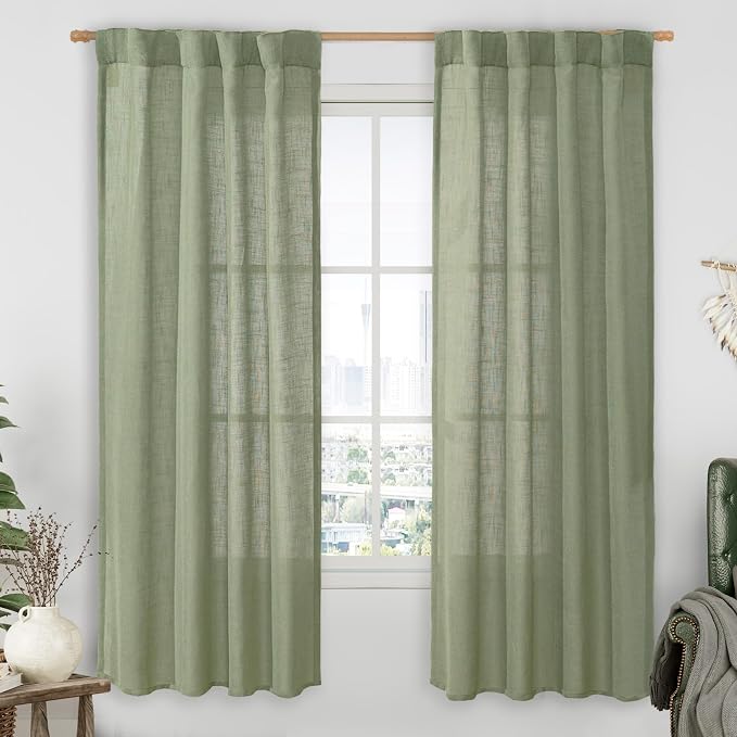 Light Filtering Linen Curtains 72 inches Long by LAMIT