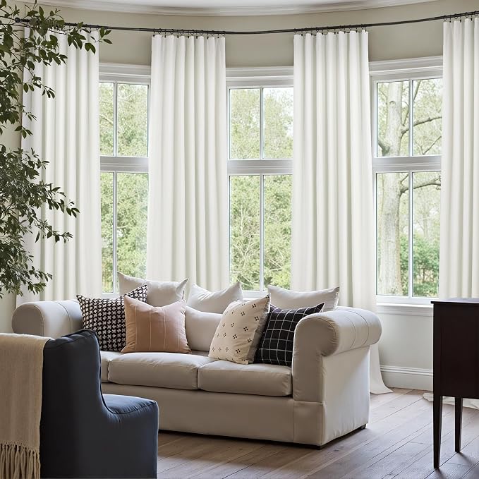 Pitalk Short Linen Textured Blackout Curtains - Image 7