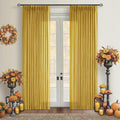 Pinch Pleated Mustard Yellow Linen Curtains 84 Inches Long 2 Panels Set | by Twodrapes