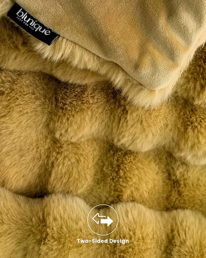 Ultra Soft Cozy Faux Fur Throw Blanket, Fuzzy Plush Thick Bubble Blanket - Image 7