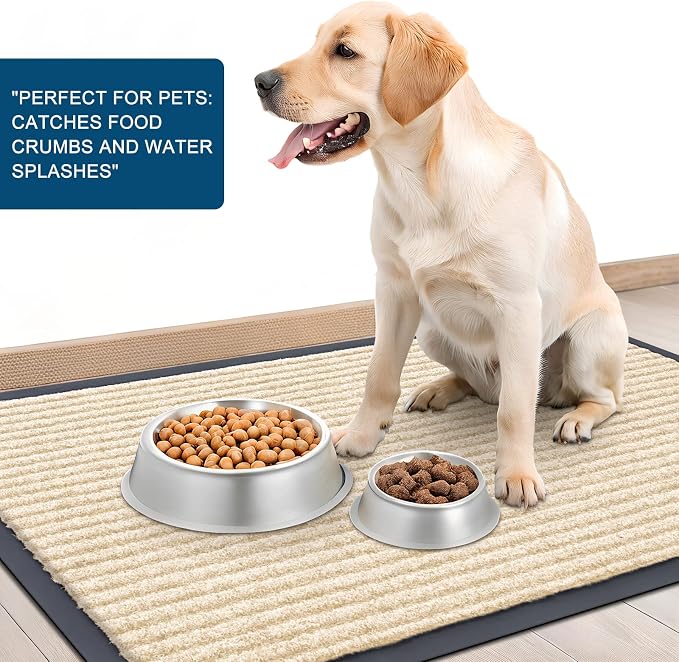 OLANLY 2-Pack Front Door Mats 47x23, Waterproof Heavy-Duty Doormats | Beige - Image 6