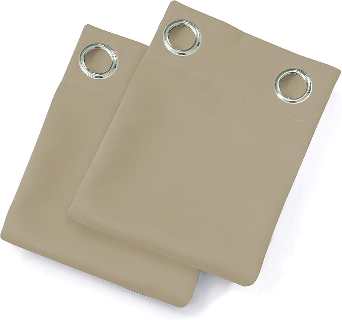 Beige Thermal Blackout Curtains/52 x 63 Inch/Set of 2 Panels Room Darkening - Image 8