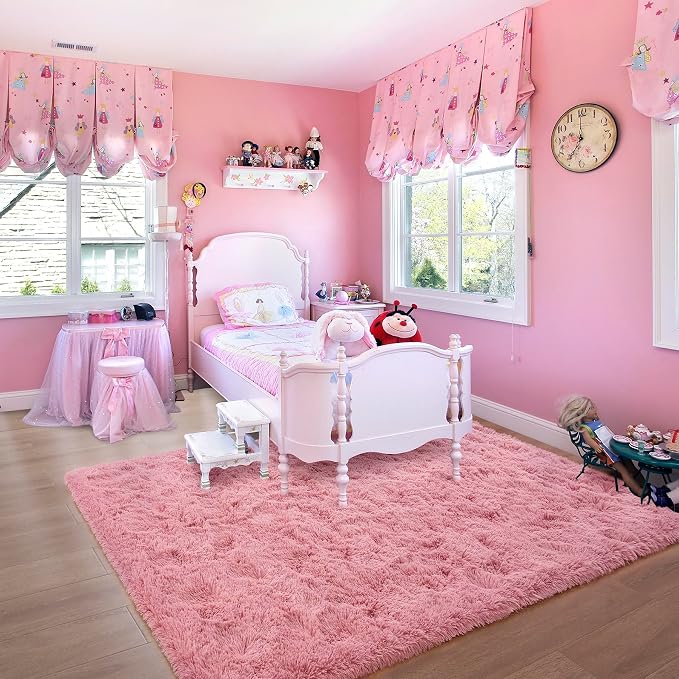 9x12 Extra Large Blush Fluffy Soft Area Rug Non-Slip - Image 3