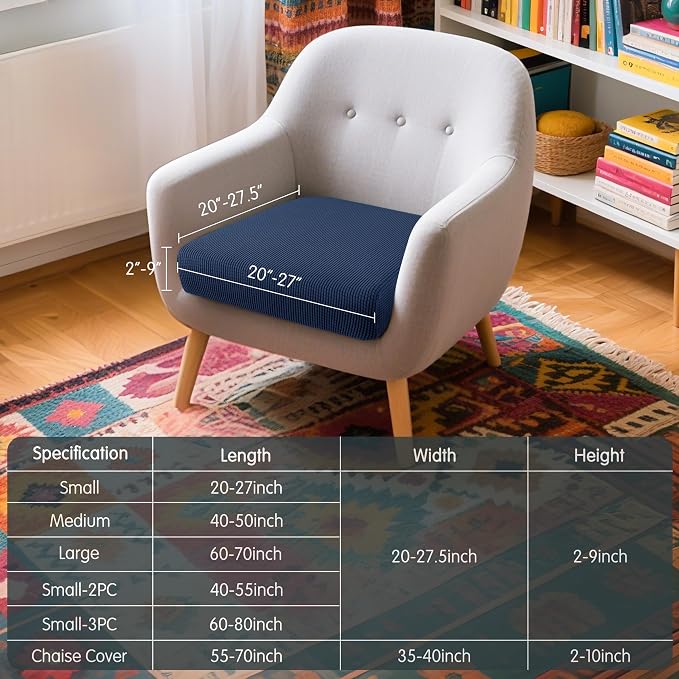 Hokway Stretch Couch Cushion Slipcovers Reversible Cushion Protector Slipcovers - Image 3