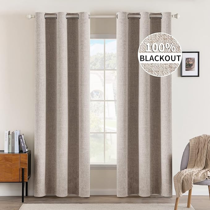 MIULEE 100% Blackout Linen Curtains by MIULEE