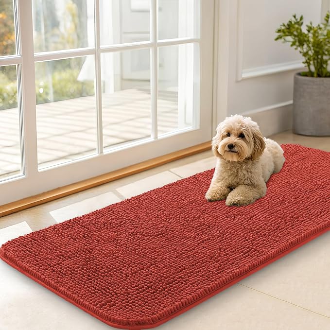 OLANLY Dog Door Mat for Muddy Paws 47x20, Super Absorbent Chenille Mud Mat | by OLANLY
