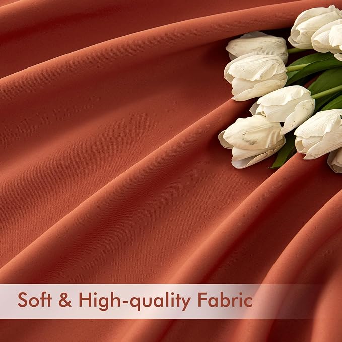 MIULEE Fall Burnt Orange Back Tab Blackout Curtains 52"x120" Length 2 Panel | - Image 6