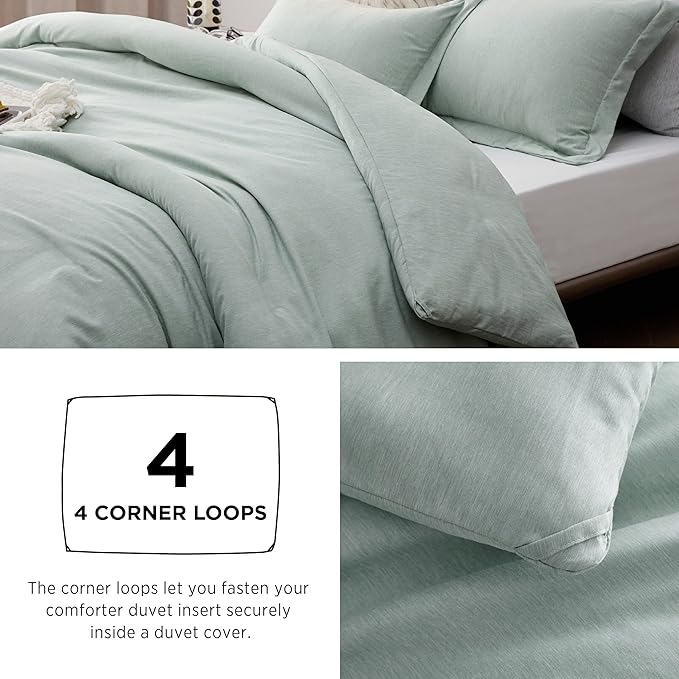 Bedsure Queen Comforter Set - Sage Green Comforter Queen Size, Soft Bedding for All Seasons, Cationic Dyed Bedding Set, 3 Pieces, 1 Comforter (90"x90") and 2 Pillow Shams (20"x26"+2")