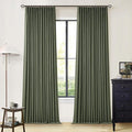 Olive Green Pinch Pleated Blackout Linen Bedroom Curtains 96 Inch Length | by Twodrapes