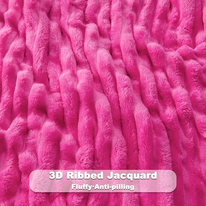 NEWCOSPLAY Fleece Ribbed Cozy Throw Blanket - Image 5