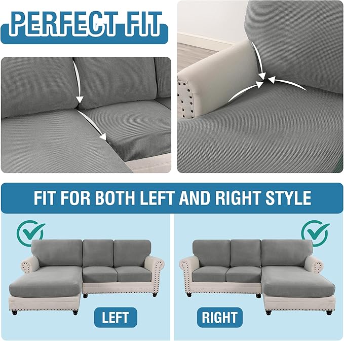 H.VERSAILTEX Sectional Couch Covers 6 Pieces Stretch Sofa Covers - Image 5
